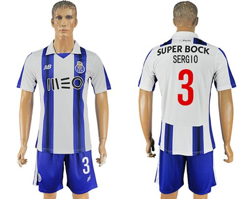 Oporto #3 Sergio Home Soccer Club Jersey